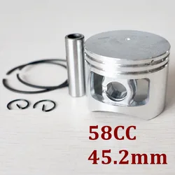 Chainsaw Piston Kit 45.2mm For Chinese 5800 58cc G5800 Gas Cylinder Engine Motor w/ Pin Rings Circlips Spare Parts