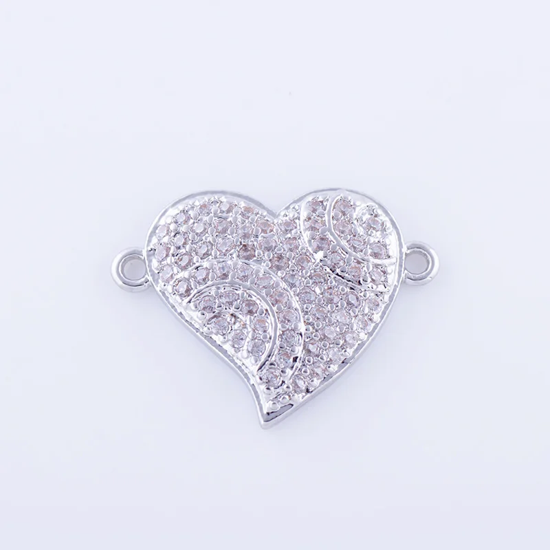 5 pieces Shining Zircon Heart Charms For Jewelry Making Diy Copper Micro Pave Czech Charms Connectors Bijoux Gifts