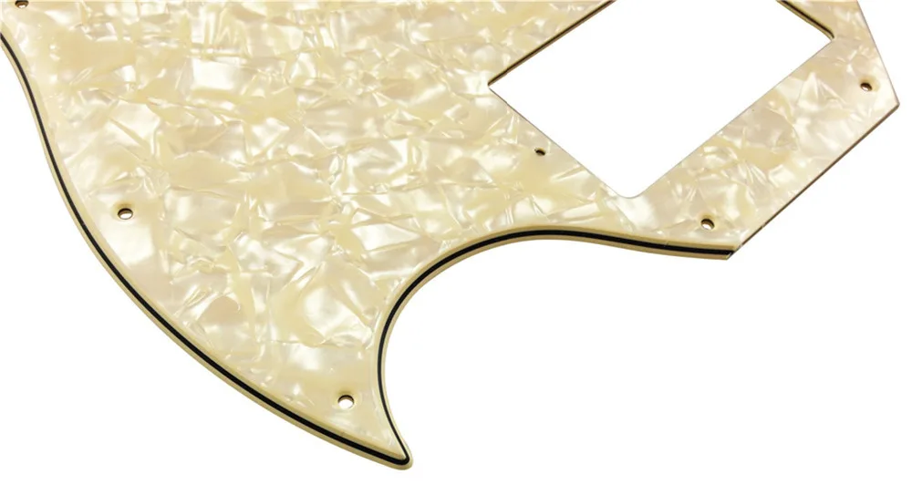 Pleroo Custom Guitar Parts - For SG Full Face Guitar Pickguard Scratch Plate With PAF Humbuckers , 4 Ply Cream Pearl