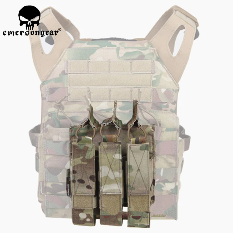 

Emerson Airsoft Hunting Tactical Modular MOLLE Triple Open Top SMG Mag Pouch EmersonGear Magazine Carrier For MP5 / MP7 / KRISS