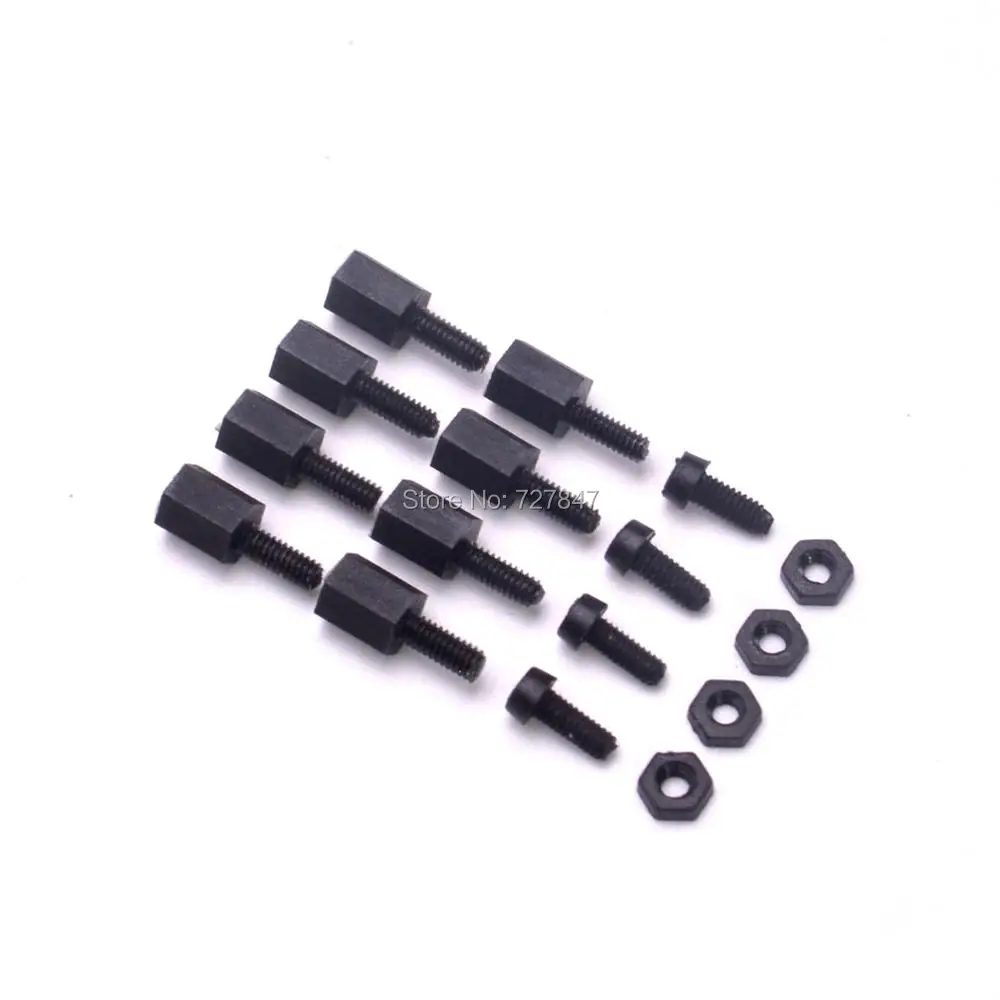 Flight Controller M2 Nylon Black Screw Nut Thread Spacers Plastic Screws Mounting Hardware Fixing Screws for Mini F3 / F4