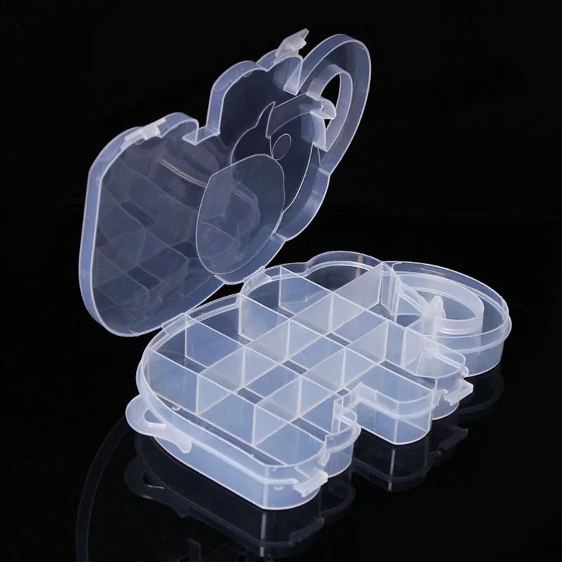 60pcs 20*13*2.5cm Cartoon Elephant Storage Box Clear Plastic Jewelry Adjustable Box Case Organizer Storage Beads ZA4700