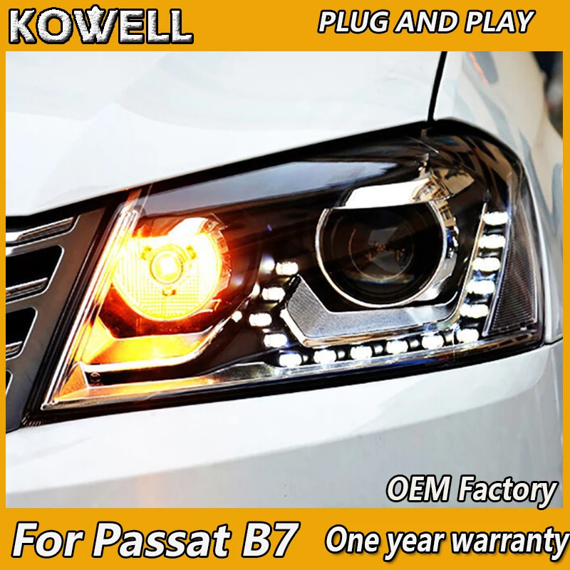 

Автомобильный Стайлинг KOWELL для VW Passat B7, фары 2012-2016, светодиодные фары, Би-ксеноновые линзы, DRL HID, передняя фара