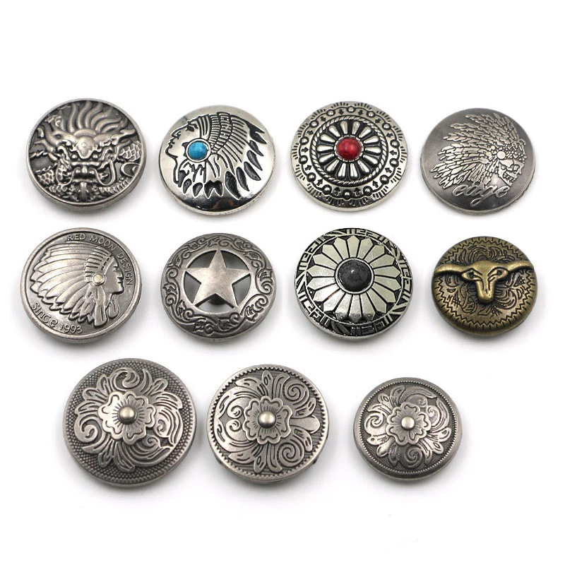 Metal Buttons Snap Button Silver  Nail Rivet With Bead Decoration for Leathercraft Bag Snap Fastener Leather Sewing wallet acces