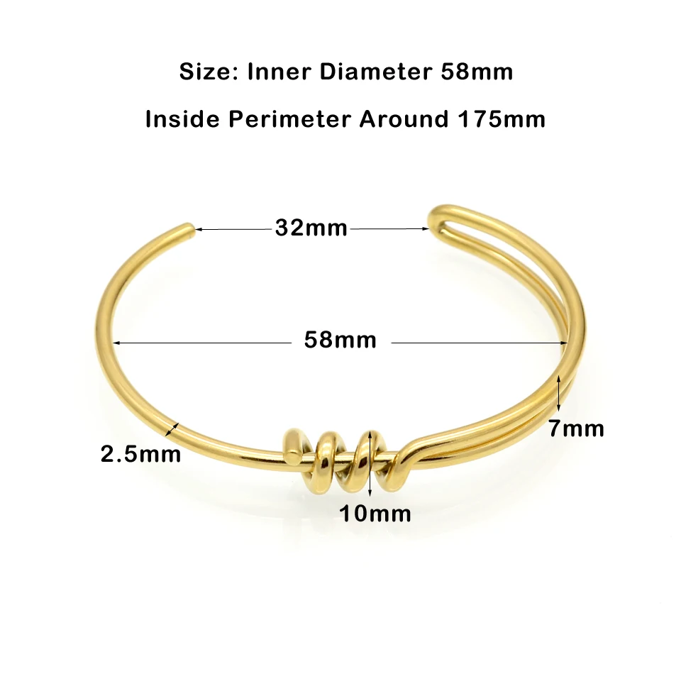 Simple Handmade Fashion Knot Bracelet Stainless Steel Trendy Jewelry Gold-color Cuff Bracelets & Bangles For Women Rock Bijoux