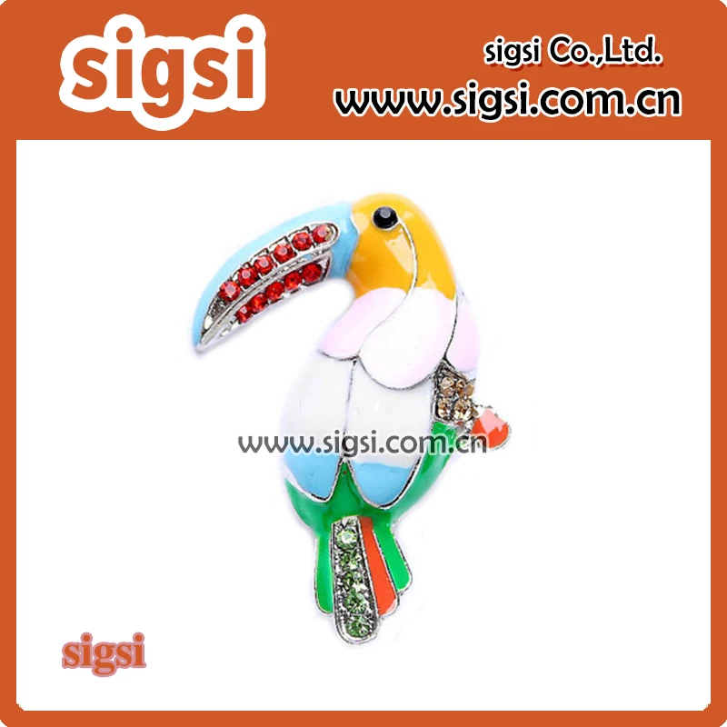 Colorful Rhinestone Enamel Parakeet Brooch Bird Brooch Gift for Children