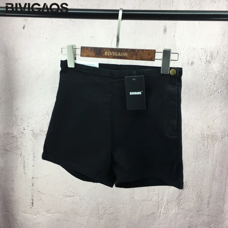 Bivigaos 2019 여름 새로운 패션 여성 섹시 스키니 얇은 하이 웨스트 반바지 데님 반바지 청바지 사이드 지퍼 짧은 여성 의류