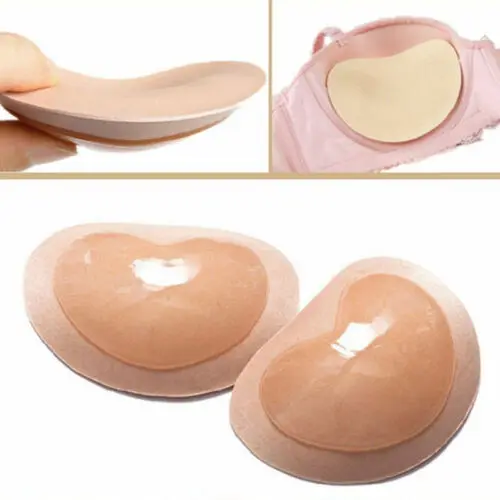 Fashion Swimsuit Bra Insert Pads Adhesive Silicone Breast Pad Bikini Push Up Bras Pads Heart Shape Women Sexy Breast Enhancer