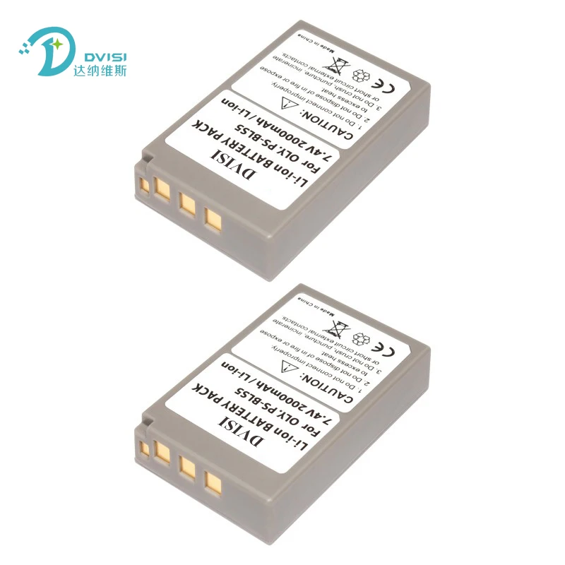 DVISI 2Pc/Lot 7.4V 2.0Ah PS-BLS5 PSBLS5 Camera Battery for Olympus OM-D E-M10 PEN E-PL2 E-PL5 E-PL6 E-PL7 E-PM2 Stylus 1 EM10 II