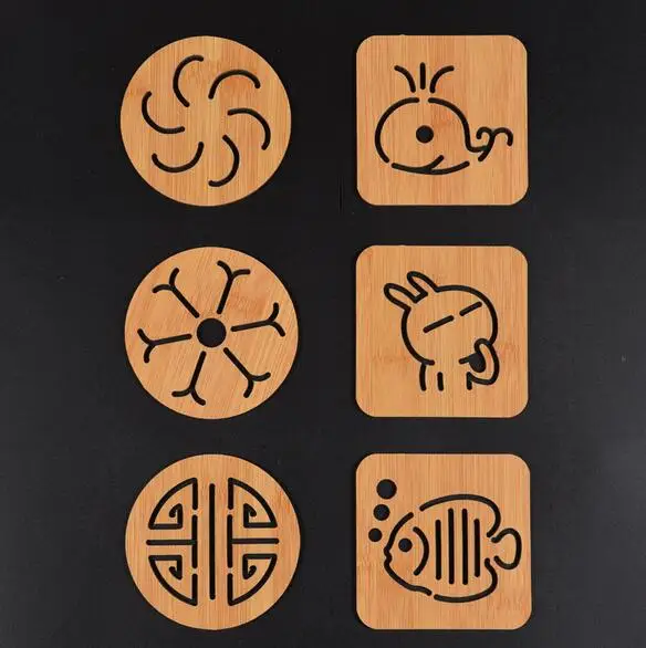 

50pcs new 15cm Wooden Coasters Table Pad Cartoon Cup Mug Mat Coffee Tea Holder Home Decor