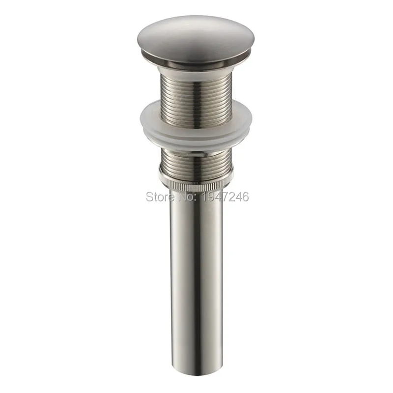 Brushed Nickel Pop-up Drain Without Overflow for Vessel Sink Tap Brass Pipe Waste Stopper Basin