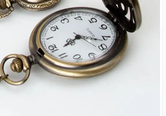 Vintage Bronze antiques Fashion quartz Arab digital Hollow out Necklace pocket watch gift