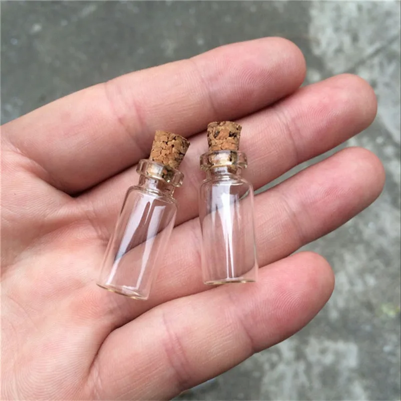 

100 pcs 1.4ml Mini Bayonet Glass Bottles With Cork Transparent Wishing Bottles DY 12X28X6 mm Little Glass Jars Pendants