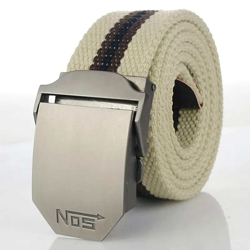 BOKADIAO Men&Women Military Canvas belt luxury Metal buckle jeans belt White Army tactical belts for women waistband strap male