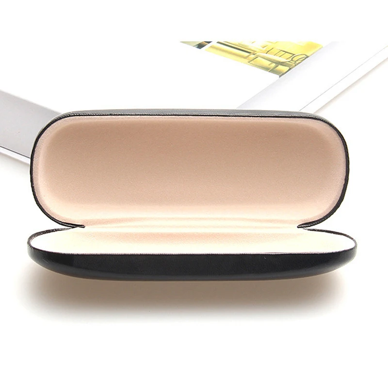 Hot Leather Glasses Case Hard Frame Waterproof Eyeglass Case Cover Portable Reading Glasses Box For Men Solid Spectacle Cases