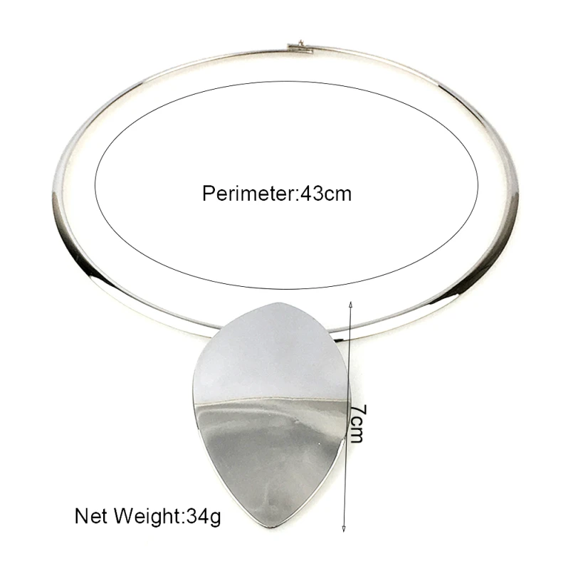 Punk Metal Geometric Torques Chokers Necklaces For Women Oval Shiny Alloy Statement Collar Necklace Jewelry Accessories UKEN