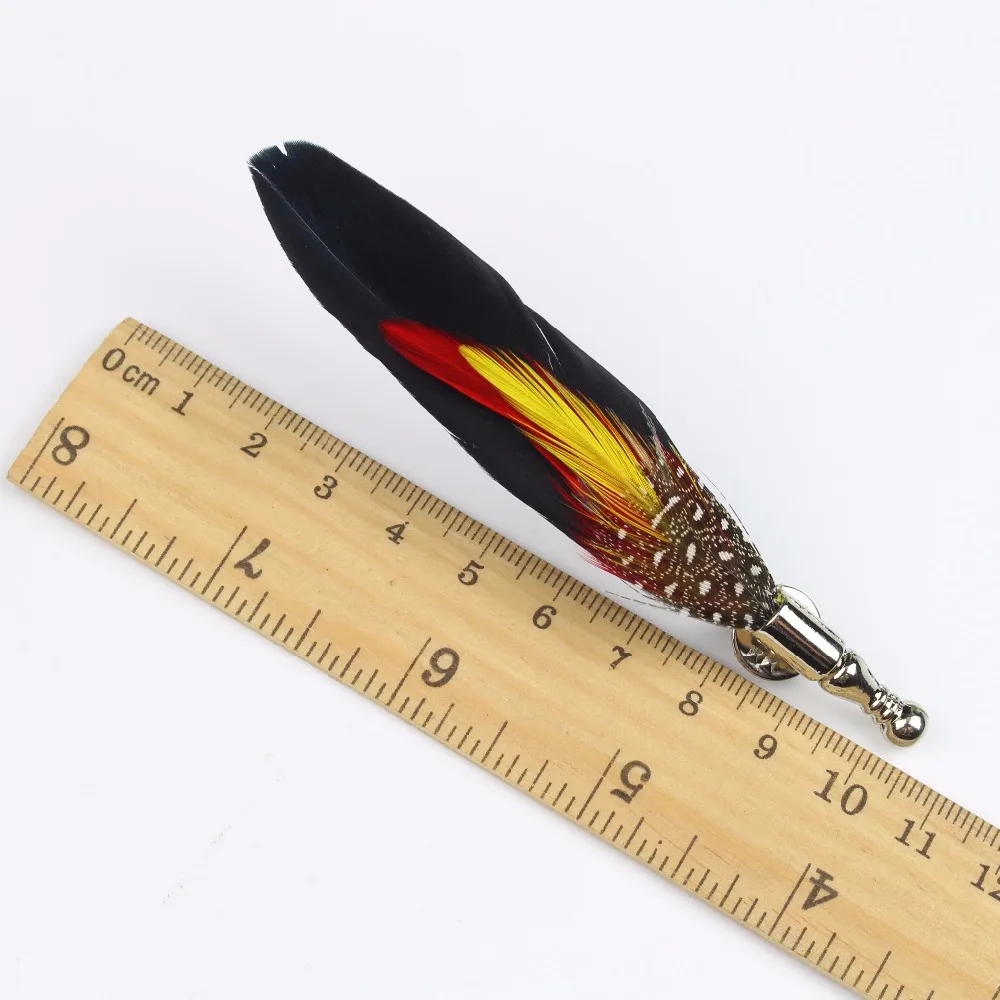 Fashion Boutonniere Feather Stick Lapel Tie Pin Brooch Badge Cloth Breastpin
