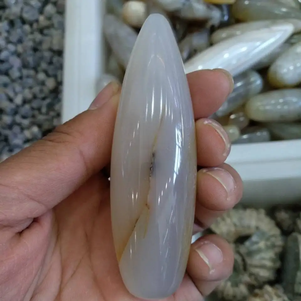 Nice Dendritic Agate Massage Wand Dendrite Moss Reiki Palm Stone