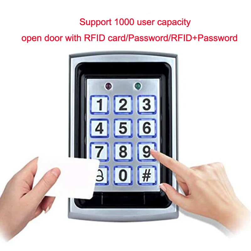 1000user RFID Metal Keypad with Cover Access Control suit applicable Most Door 125kHz Card Reader Keyboard Access Control System