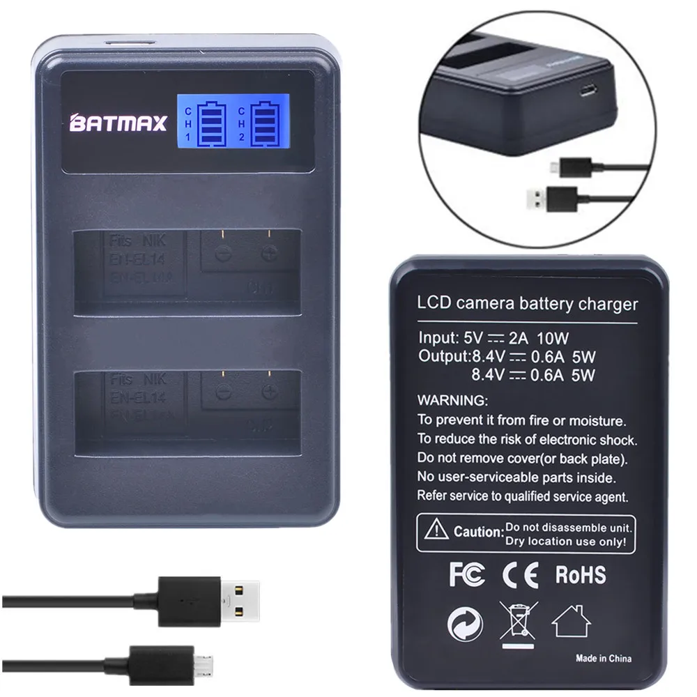 

EN-EL14 EN EL14 EL14A LCD Display USB Battery Charger for Nikon D3100 D5100 P7000 P7100 D3200 D5200 D5600 D3400 P7100 SLR