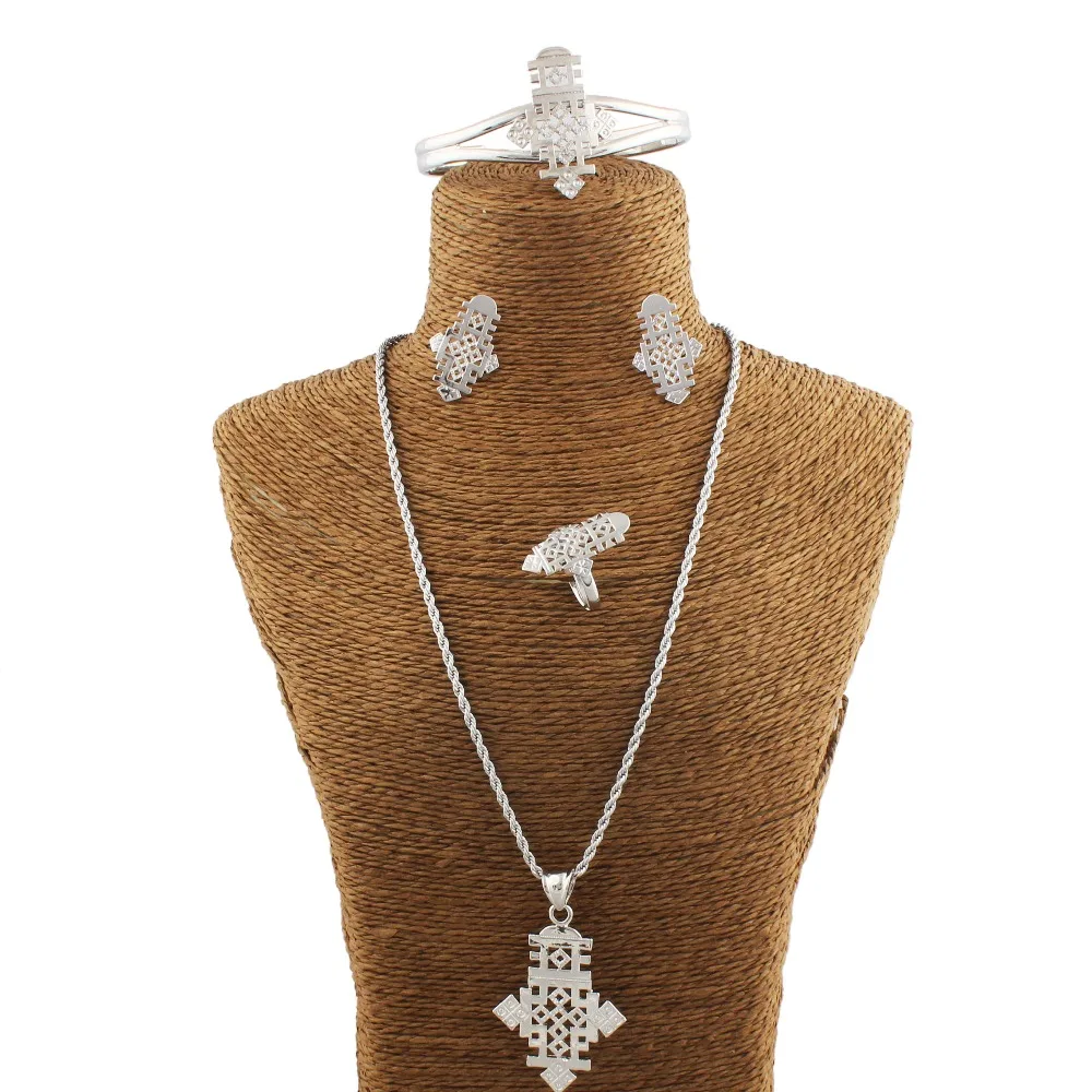 

Adixyn Ethiopian Cross Necklace/Pendant/Bangle/Earring/Ring Set Jewelry Habesha Jewelry Coptic African Bride Ethiopia gift