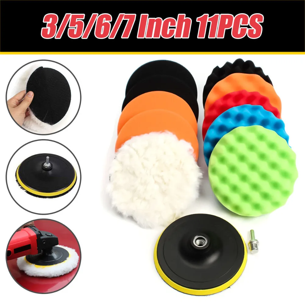 WENXING 11Pcs 3/5/6/7 "Pollici Lucidatura Spugna Tampone Lucidatura Kit Set Per Auto Tampone Lucidatrice