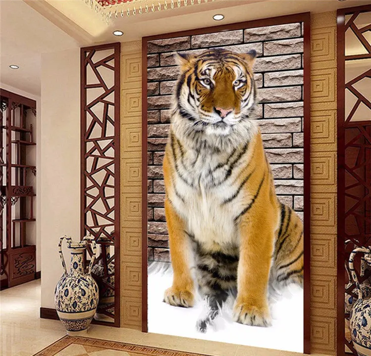 Scandinavian retro living room entrance corridor aisle wallpaper art wallpaper custom 3D mural wall covering animal decoration