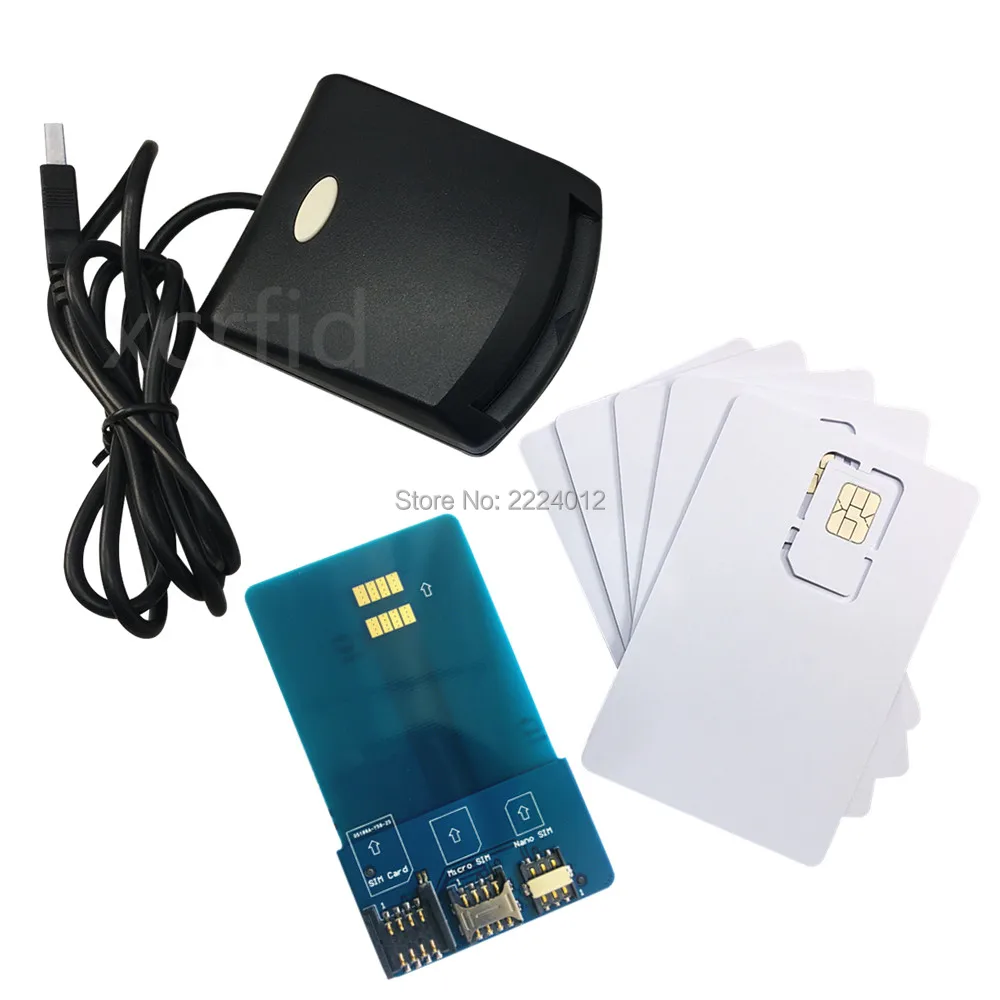 LTE WCDMA ICCID SIM USIM 4G 보안 카드 리더 라이터 프로그래머, 5 개 빈 프로그래밍 카드 및 SIM 개인화 도구 포함 