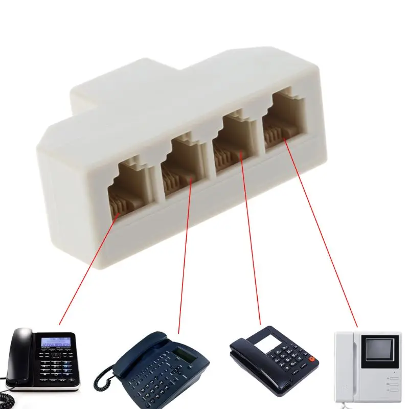1PC RJ11 Splitter 4 Way Adapter 1 M to 4 F RJ-11 6P4C Phone Jack Splitter