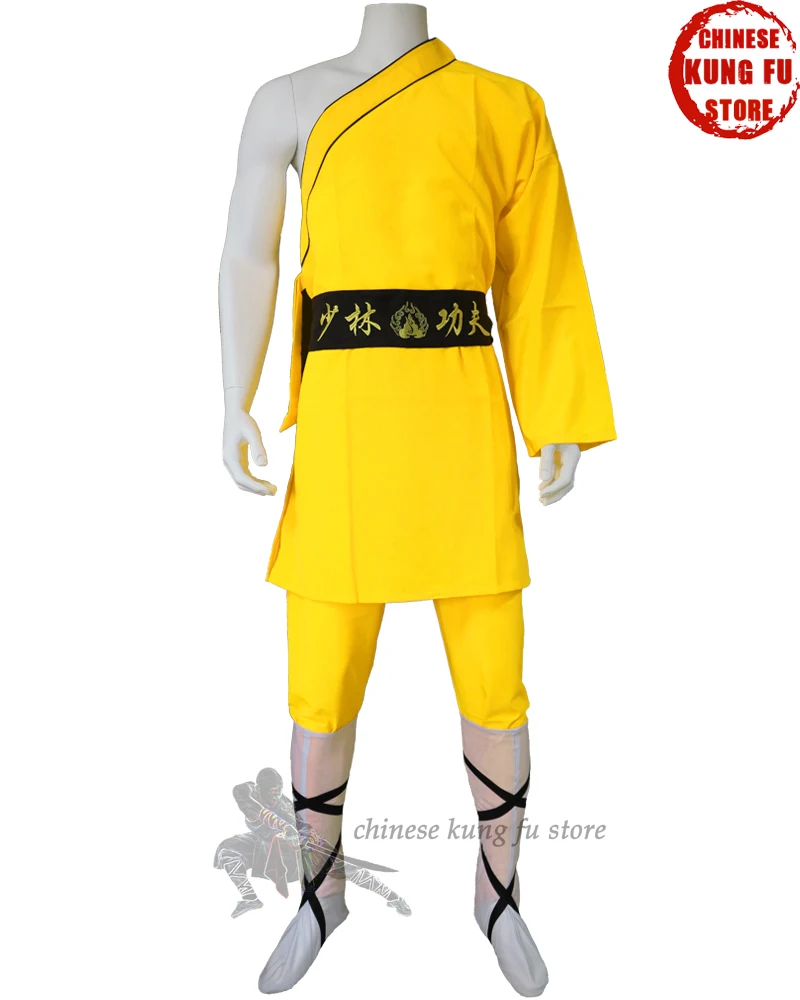 Yellow Color One-sleeve Shaolin Monk Suit Kung fu Martial arts Tai chi Wing Chun Suit for Kids and Adults