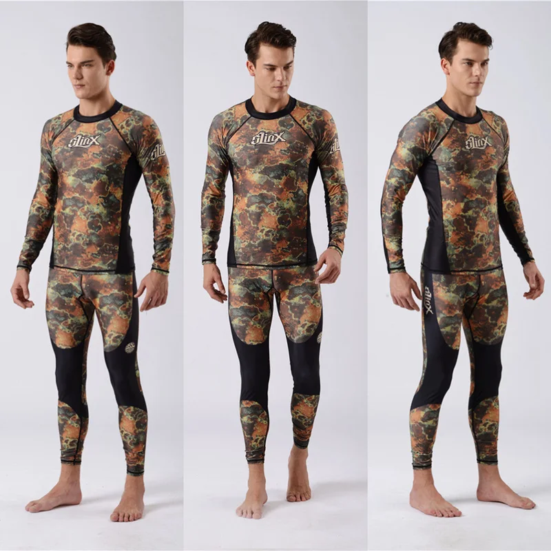 SLINX-Men's Lycra Suit, Rash Guard Swim Shirt, Diving Camo Rashguard, Surf Shirts, UV Protection, Snorkeling