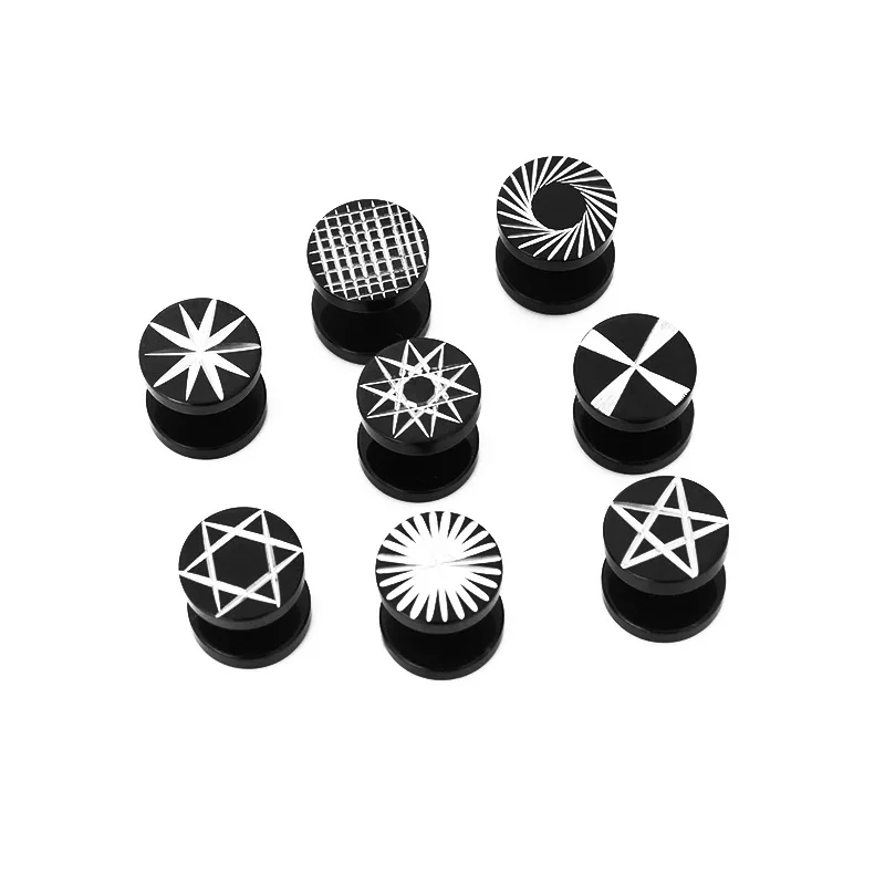 1 piece Street pop Punk Women Men\'s Stainless Steel Black Screw Dumbbell Stud Earrings Hip Hop Rock Hypoallergenic Earrings