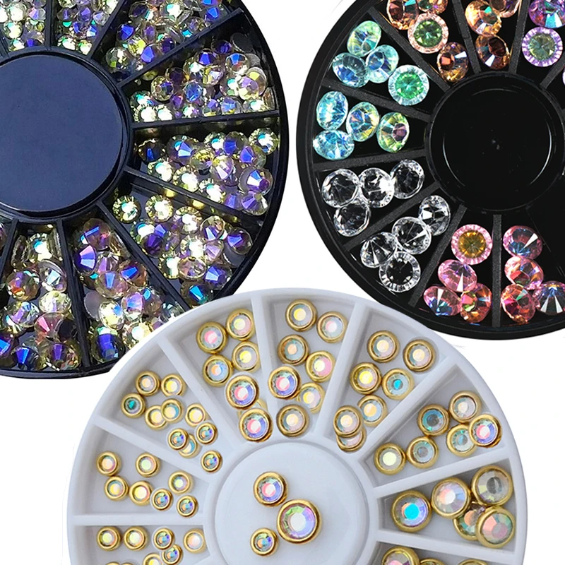 1mm 2mm 3mm Mixed Chameleon Crystal Paradise Stone Nail Rhinestone In Wheel for Acrylic/Glass Manicure 3D Nail Beads Rhinestone