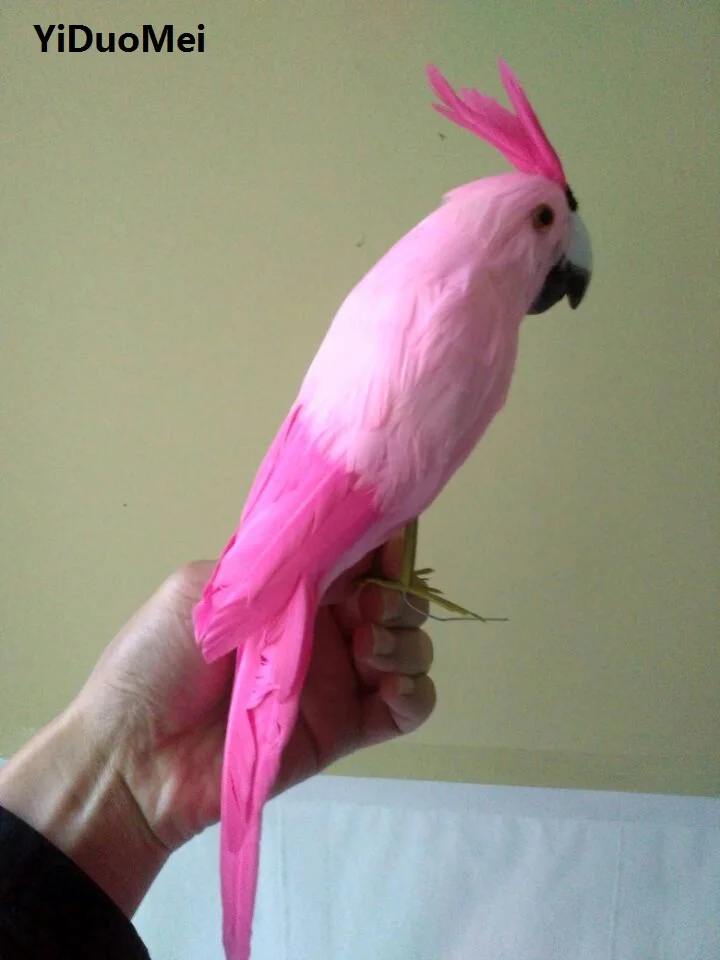 artificial bird model foam&feathers pink parrot large 32cm bird handicraft prop home garden decoration gift p0188