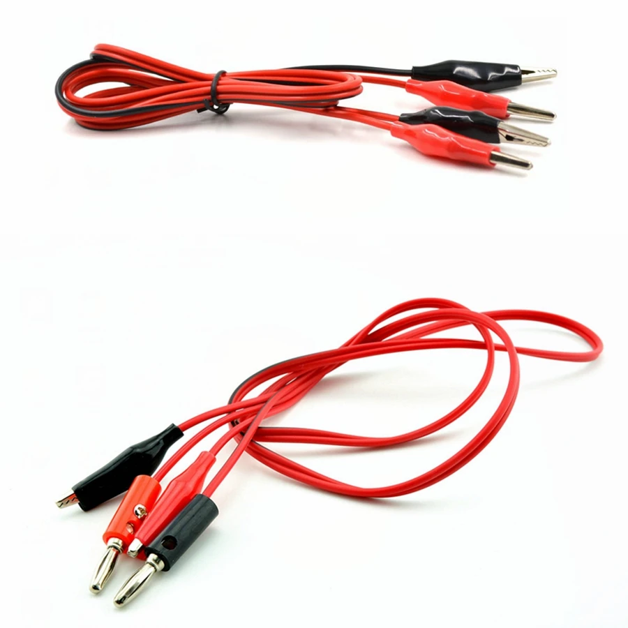 2Pcs 1M Alligator Clips cable Wire DIY Test Leads Double-ended Crocodile Clips cords DC power/multimeter Copper cable Test line