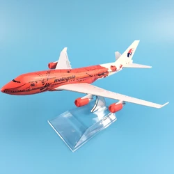 16cm Plane Model Airplane Model Malaysia Red Flower Boeing 747 Aircraft Model Diecast Metal Airplanes 1:400 Plane Toy Gift