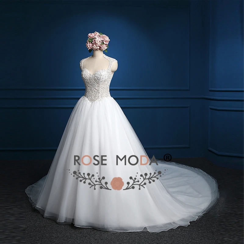 Rose Moda Luxury Heavily Beaded Princess Wedding Dresses Cathedral Train Real Photos