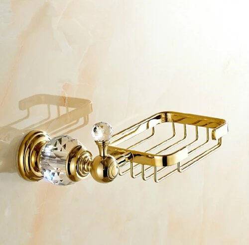 

Crystal & Brass Gold Soap Dishes High Quality Soap Holder/Soap Case Bathroom Accessories Bathroom Shelf