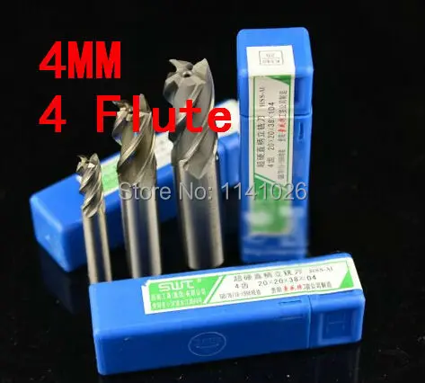 10 pcs/set 4.0 MM 4 Flute HSS & Aluminium End Mill Cutter CNC Bit Milling Mesin alat Pemotong. bubut Alat