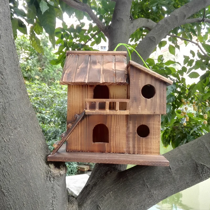 New 35*35*25.5 cm Wood preservative outdoor birds nest wood preservative bird nest decoration bird house wooden bird cage toy
