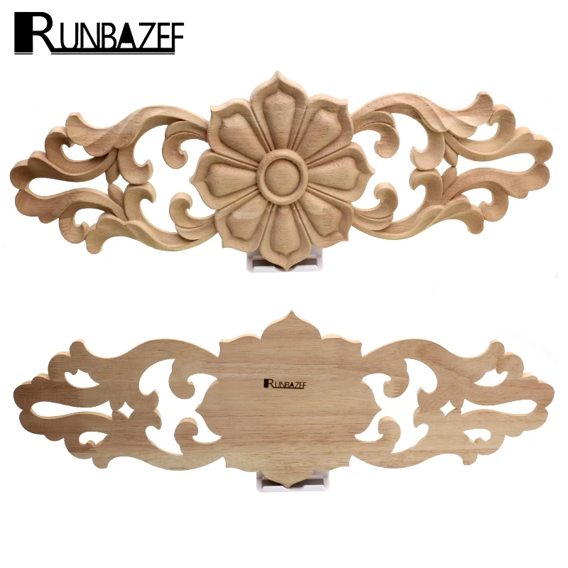 

RUNBAZEF Solid Wood Long Applique Door Cabinet Furniture Decoration White Embryo Coloring Ornaments Figurines Miniatures Globe