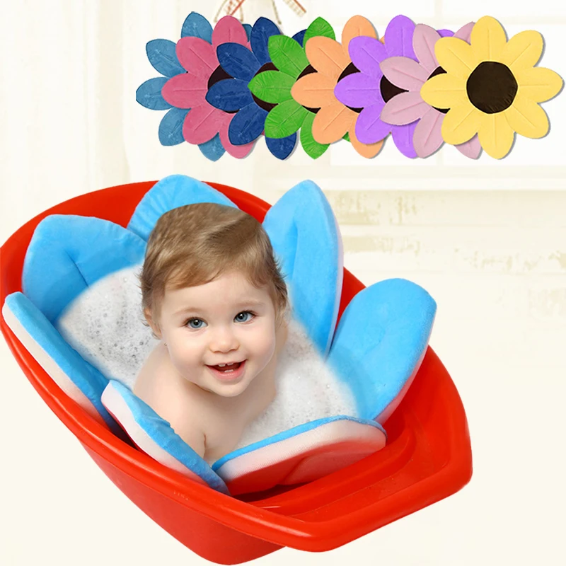 New Born 8 Colors Petals Bath Tub Foldable Baby Supplies Flowers Shape Bath Mat Blanket Support Infant Shower Baby Care