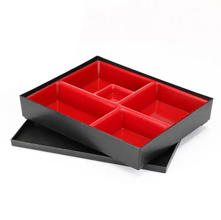 Japanese Style Sushi Box Plastic Lunch Sub Grid Rectangular Fast Food Business Packages Box 10pcs/lot 27*21*5cm SN265