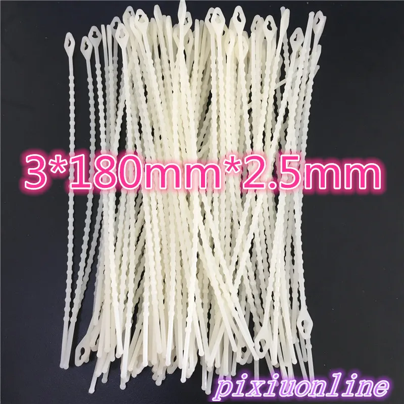 

100pcs DS140Y Beaded Nylon Cable Ties Releasable 3*180mm Width 2.5mm Self-locking Cable Zip Ties High Quality On Sale