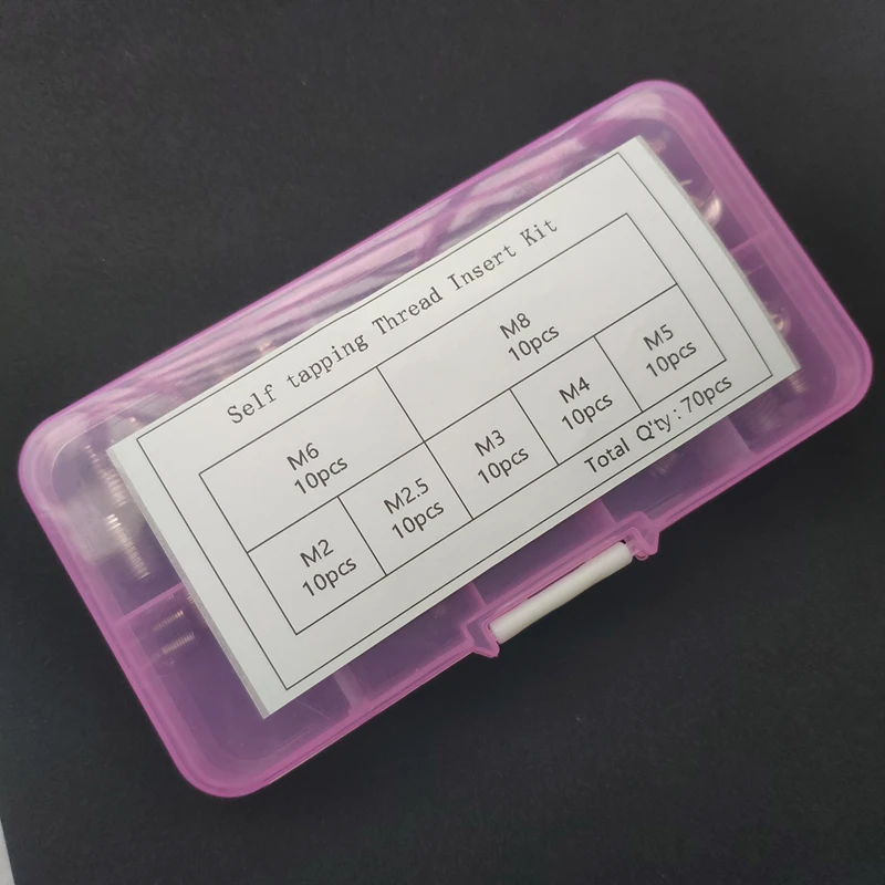 70Pc M2 M2.5 M3 M4 M5 M6 M8 Rvs Zelftappende Draad Sleuven Inserts Set Draad Reparatie Tools set Draad Inserts Kit