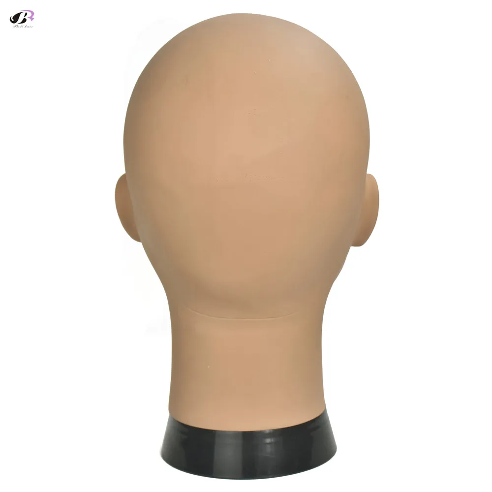 Bolihair Soft PVC Bald Manikin Heads Wig Stand Mannequin Head with Ear Hole Wigs Caps Jewelry Display Head Free clamp