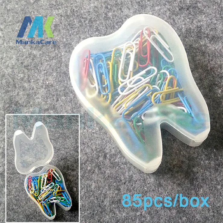 2 boxes Manka Care Colored paper clips Top Quality Office Accessories Home/School Stationery With Dental Shape Box