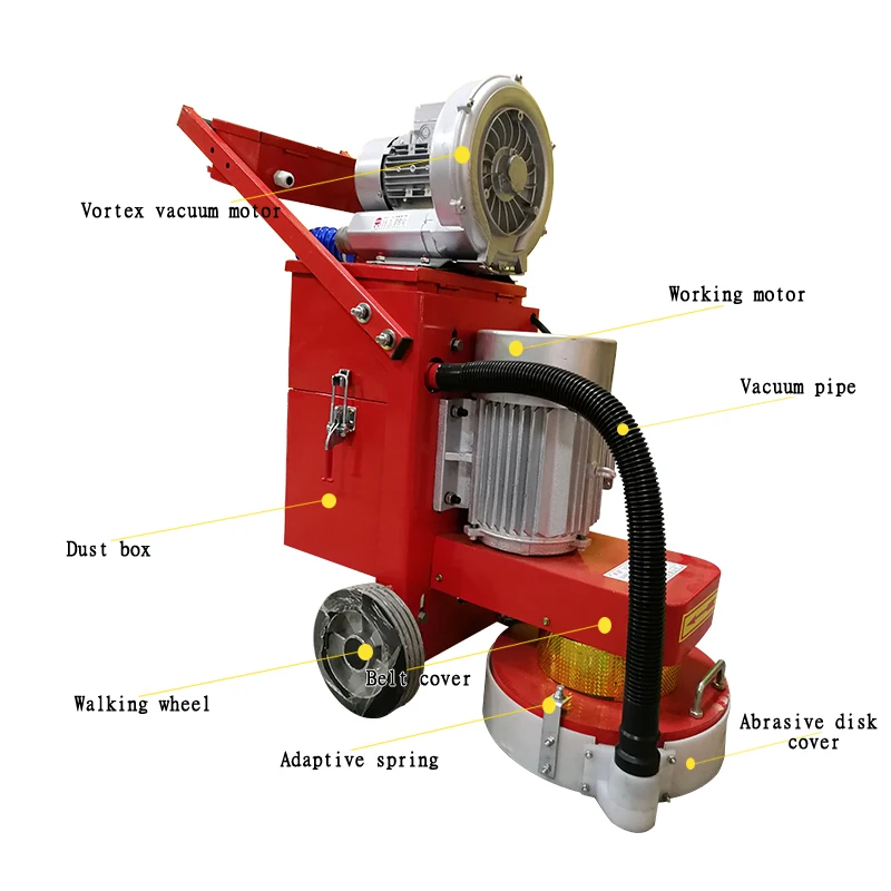 350 máquina rectificadora de suelo pequeño, pulidora de suelo de hormigón, máquina rectificadora al vacío, profundidad de molienda ajustable 380V/220V