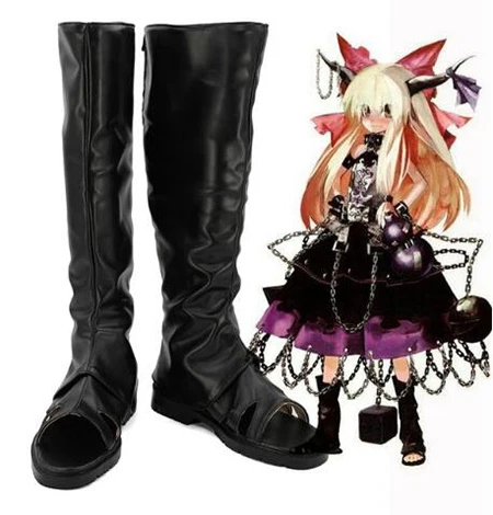 

Anime The Reds Legend Ibuki Suika Cosplay Boots Shoes Black Party Cosplay Show Boots Custom Made for Adult Women Shoes