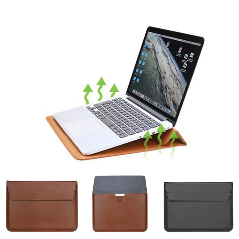 Ultra Thin PU Leather Laptop Cover Case For Macbook Air 11 13 Pro Retina 12 13 15 Cooling Pad Bag For Macbook A1706 A1707 A1708